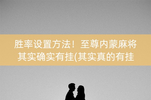 胜率设置方法！至尊内蒙麻将其实确实有挂(其实真的有挂)