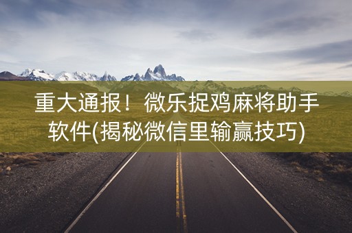 重大通报！微乐捉鸡麻将助手软件(揭秘微信里输赢技巧)