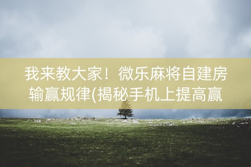我来教大家！微乐麻将自建房输赢规律(揭秘手机上提高赢的概率)