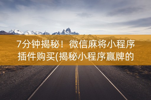 7分钟揭秘！微信麻将小程序插件购买(揭秘小程序赢牌的技巧)