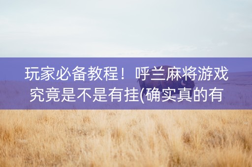 玩家必备教程！呼兰麻将游戏究竟是不是有挂(确实真的有挂)