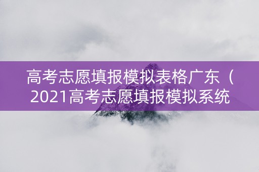 高考志愿填报模拟表格广东（2021高考志愿填报模拟系统广东）