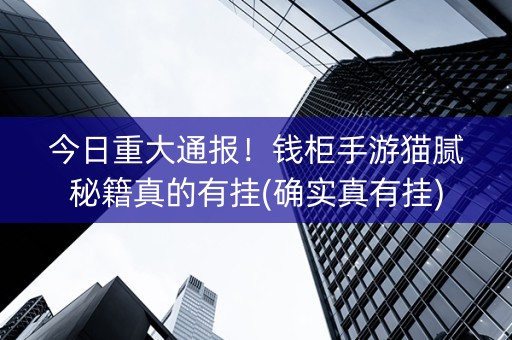 今日重大通报！钱柜手游猫腻秘籍真的有挂(确实真有挂)