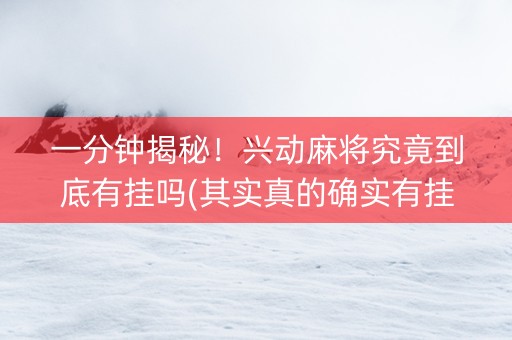 一分钟揭秘！兴动麻将究竟到底有挂吗(其实真的确实有挂)