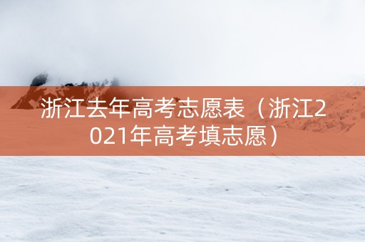 浙江去年高考志愿表（浙江2021年高考填志愿）