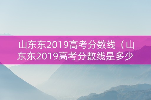 山东东2019高考分数线（山东东2019高考分数线是多少）
