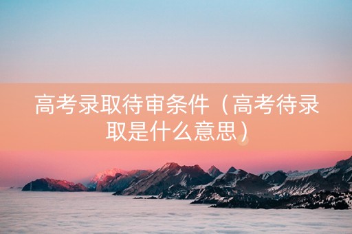 高考录取待审条件（高考待录取是什么意思）