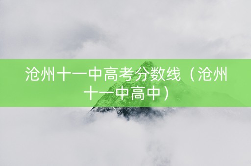 沧州十一中高考分数线（沧州十一中高中）