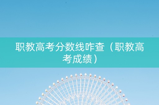 职教高考分数线咋查（职教高考成绩）