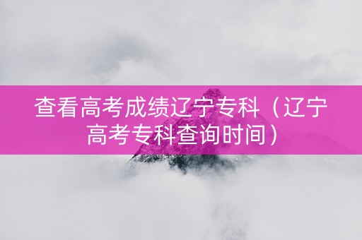 查看高考成绩辽宁专科（辽宁高考专科查询时间）
