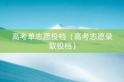 高考单志愿投档（高考志愿录取投档）