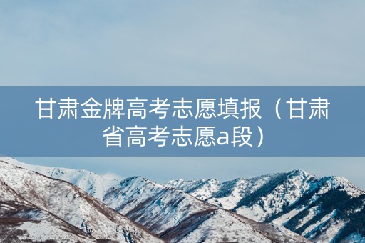 甘肃金牌高考志愿填报（甘肃省高考志愿a段）