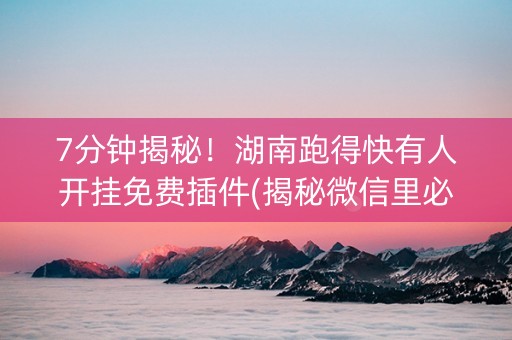 7分钟揭秘！湖南跑得快有人开挂免费插件(揭秘微信里必备神器)