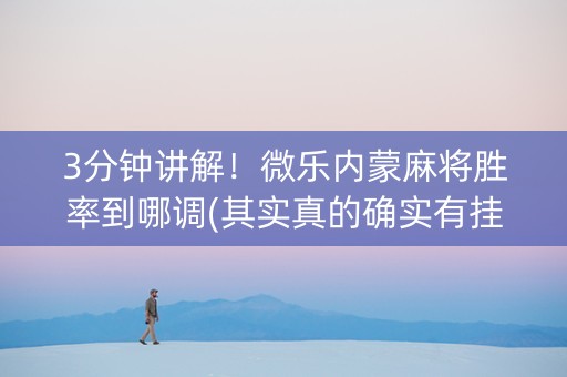 3分钟讲解！微乐内蒙麻将胜率到哪调(其实真的确实有挂)