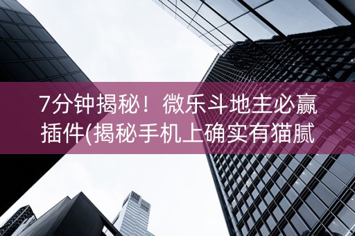 7分钟揭秘！微乐斗地主必赢插件(揭秘手机上确实有猫腻)