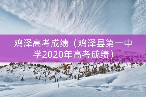 鸡泽高考成绩（鸡泽县第一中学2020年高考成绩）