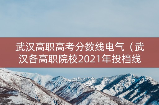 武汉高职高考分数线电气（武汉各高职院校2021年投档线）