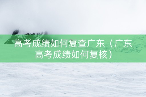 高考成绩如何复查广东（广东高考成绩如何复核）