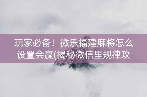 玩家必备！微乐福建麻将怎么设置会赢(揭秘微信里规律攻略)