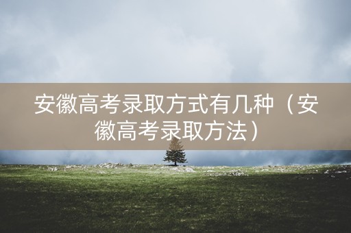 安徽高考录取方式有几种（安徽高考录取方法）