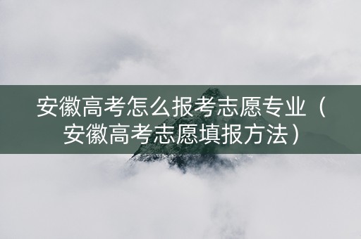 安徽高考怎么报考志愿专业（安徽高考志愿填报方法）