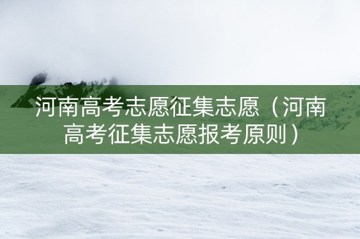 河南高考志愿征集志愿（河南高考征集志愿报考原则）