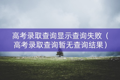 高考录取查询显示查询失败（高考录取查询暂无查询结果）