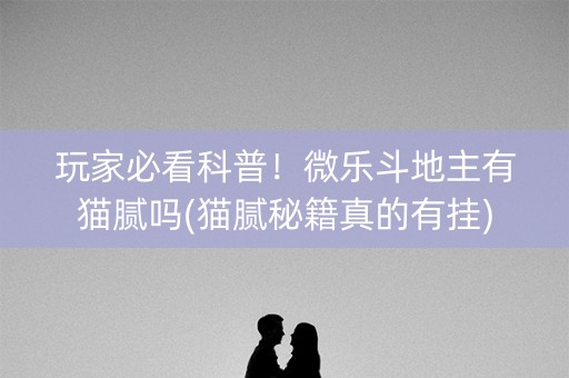 玩家必看科普！微乐斗地主有猫腻吗(猫腻秘籍真的有挂)