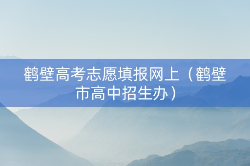 鹤壁高考志愿填报网上（鹤壁市高中招生办）