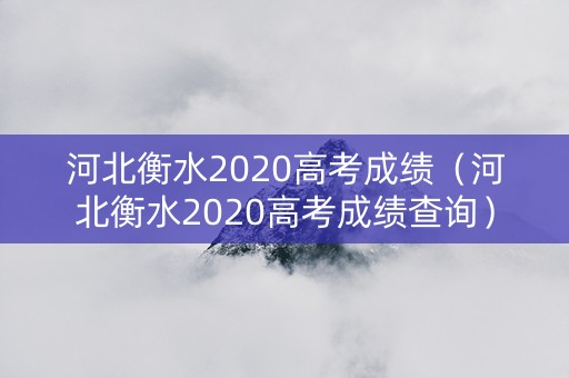 河北衡水2020高考成绩（河北衡水2020高考成绩查询）