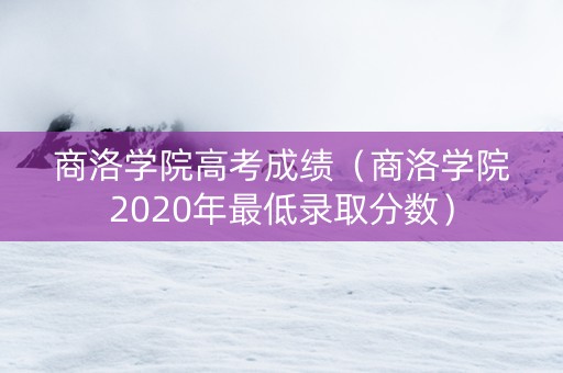 商洛学院高考成绩（商洛学院2020年最低录取分数）