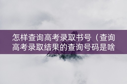怎样查询高考录取书号（查询高考录取结果的查询号码是啥）