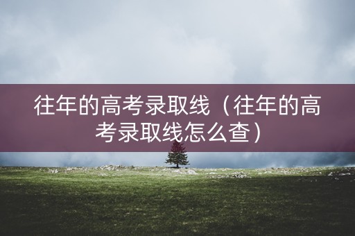 往年的高考录取线（往年的高考录取线怎么查）