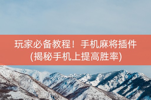 玩家必备教程！手机麻将插件(揭秘手机上提高胜率)