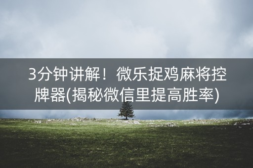 3分钟讲解！微乐捉鸡麻将控牌器(揭秘微信里提高胜率)