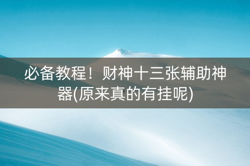 必备教程！财神十三张辅助神器(原来真的有挂呢)