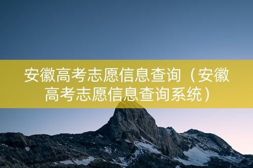 安徽高考志愿信息查询（安徽高考志愿信息查询系统）