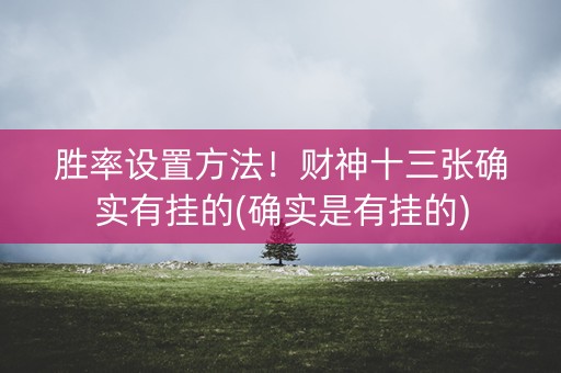 胜率设置方法！财神十三张确实有挂的(确实是有挂的)