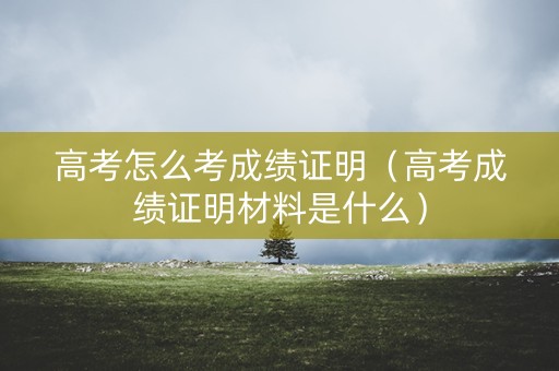 高考怎么考成绩证明（高考成绩证明材料是什么）