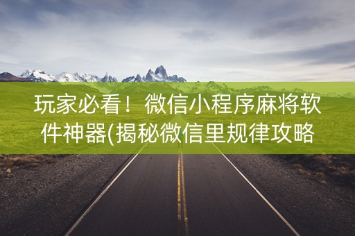 玩家必看！微信小程序麻将软件神器(揭秘微信里规律攻略)