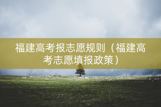 福建高考报志愿规则（福建高考志愿填报政策）