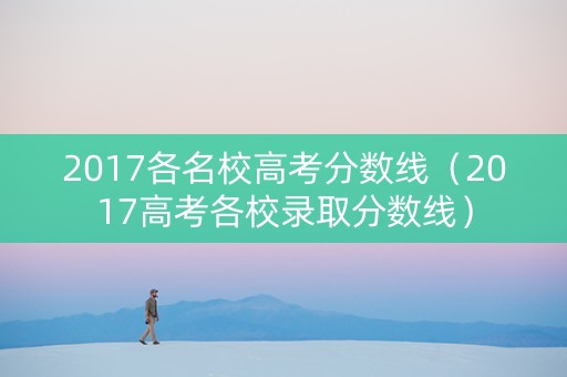 2017各名校高考分数线（2017高考各校录取分数线）