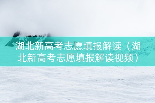 湖北新高考志愿填报解读（湖北新高考志愿填报解读视频）