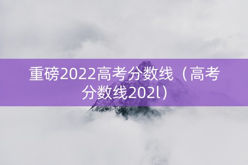 重磅2022高考分数线（高考分数线202l）