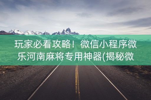 玩家必看攻略！微信小程序微乐河南麻将专用神器(揭秘微信里助手软件)