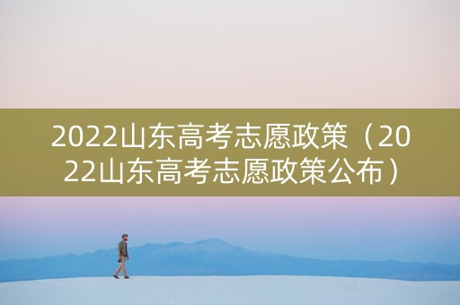2022山东高考志愿政策（2022山东高考志愿政策公布）