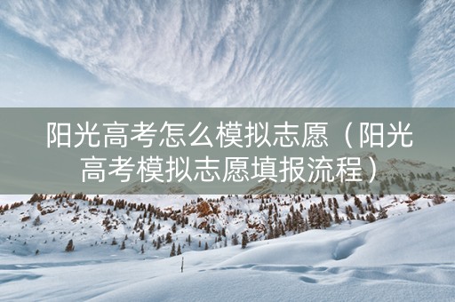阳光高考怎么模拟志愿（阳光高考模拟志愿填报流程）