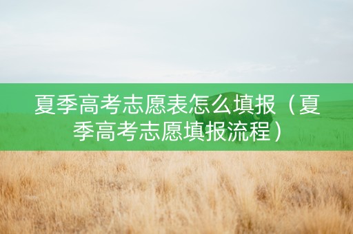 夏季高考志愿表怎么填报（夏季高考志愿填报流程）