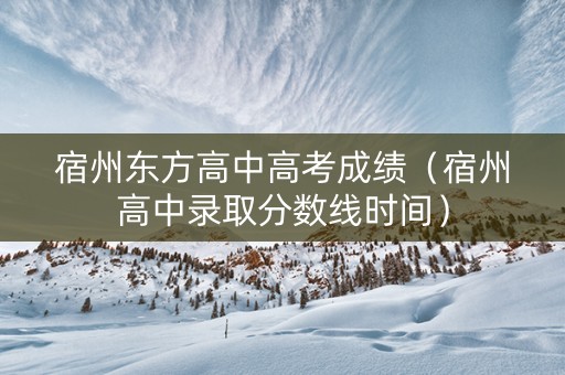 宿州东方高中高考成绩（宿州高中录取分数线时间）