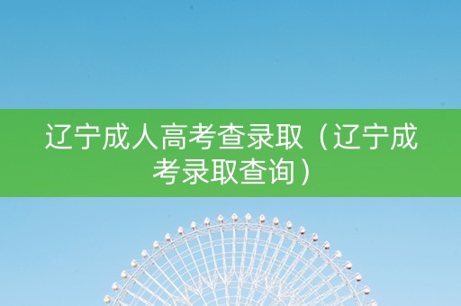 辽宁成人高考查录取（辽宁成考录取查询）
